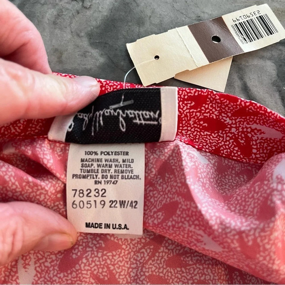 NWT NOS Vintage Lady Manhattan Red White Polyester Blouse 22W 1979-1983 - Picture 10 of 14